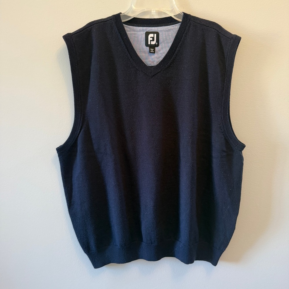FootJoy FJ Mens V Neck Sweater Vest Navy Blue Golf XL